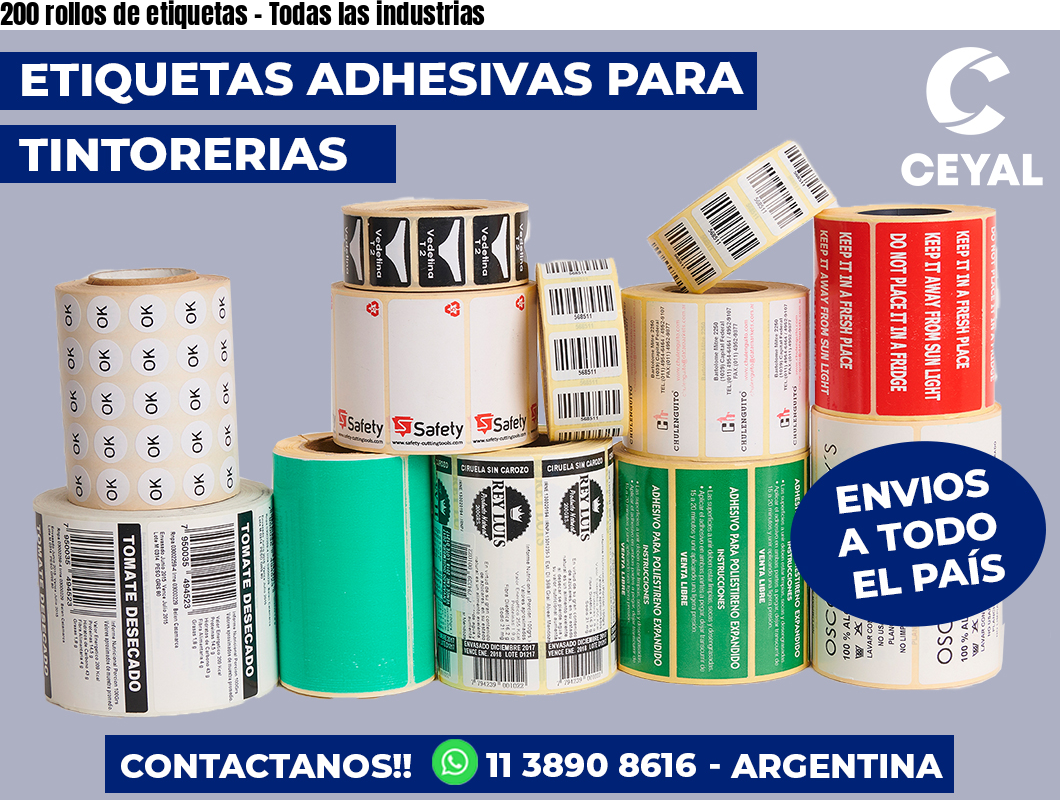 200 rollos de etiquetas – Todas las industrias