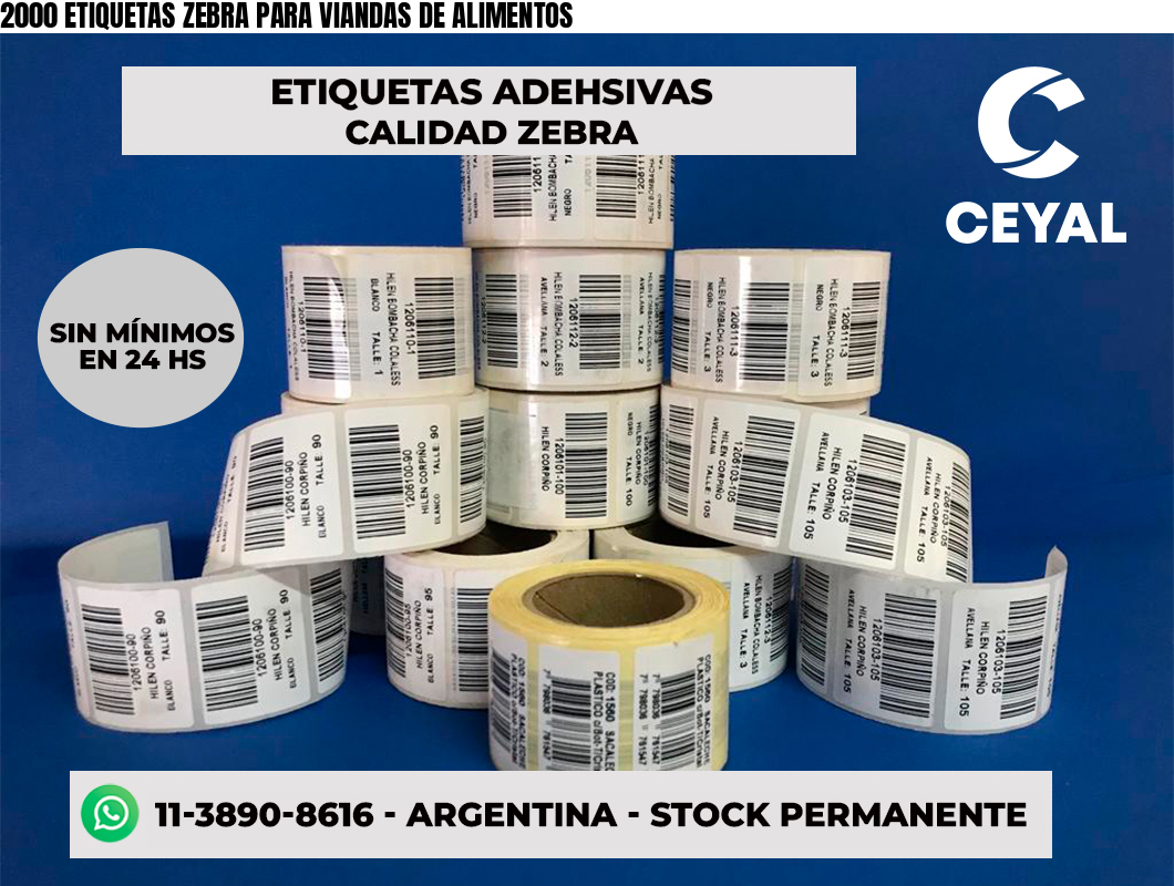 2000 ETIQUETAS ZEBRA PARA VIANDAS DE ALIMENTOS