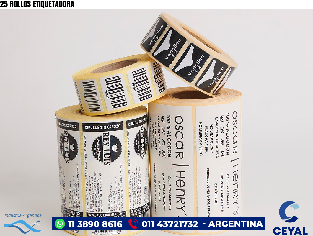 25 ROLLOS ETIQUETADORA