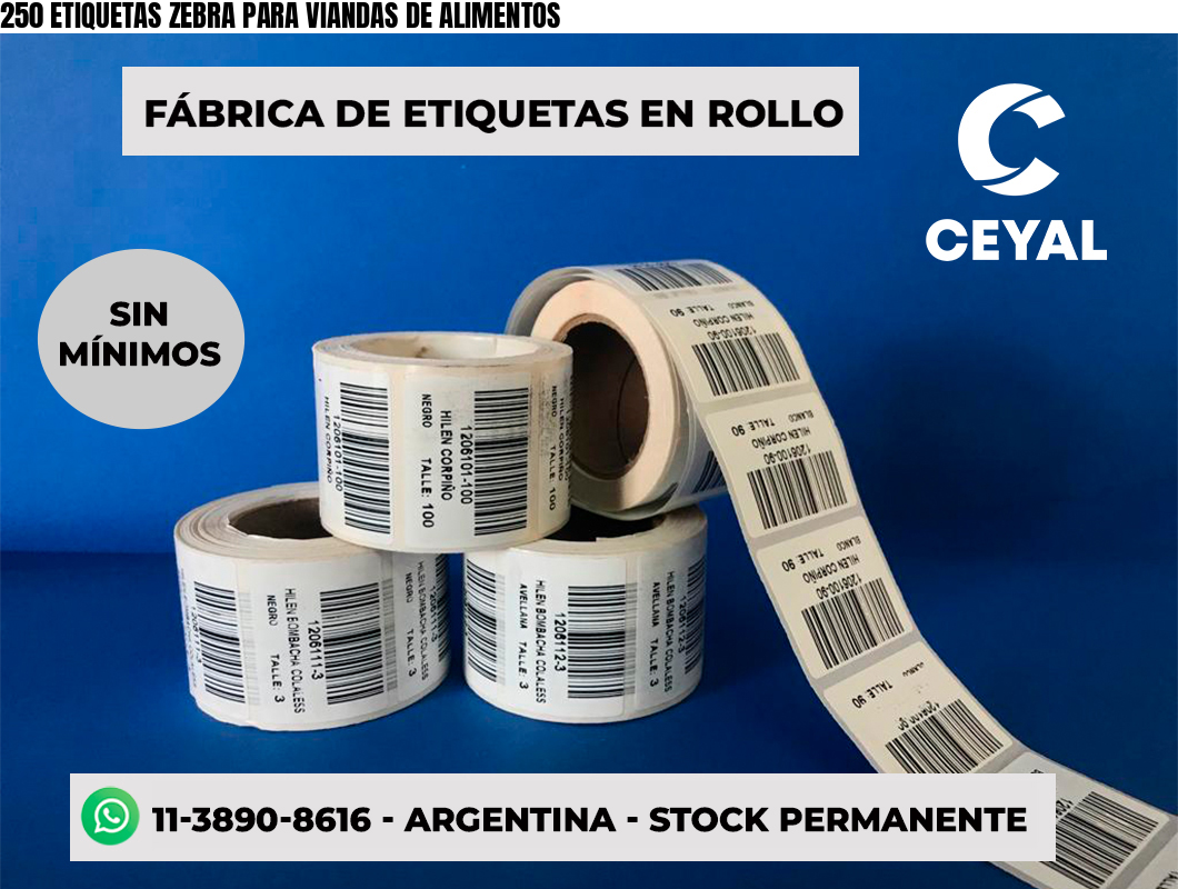250 ETIQUETAS ZEBRA PARA VIANDAS DE ALIMENTOS