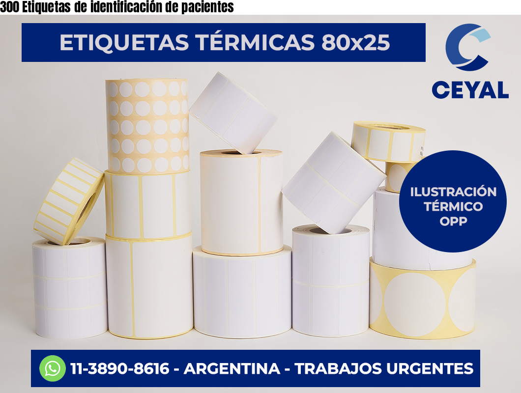 300 Etiquetas de identificación de pacientes
