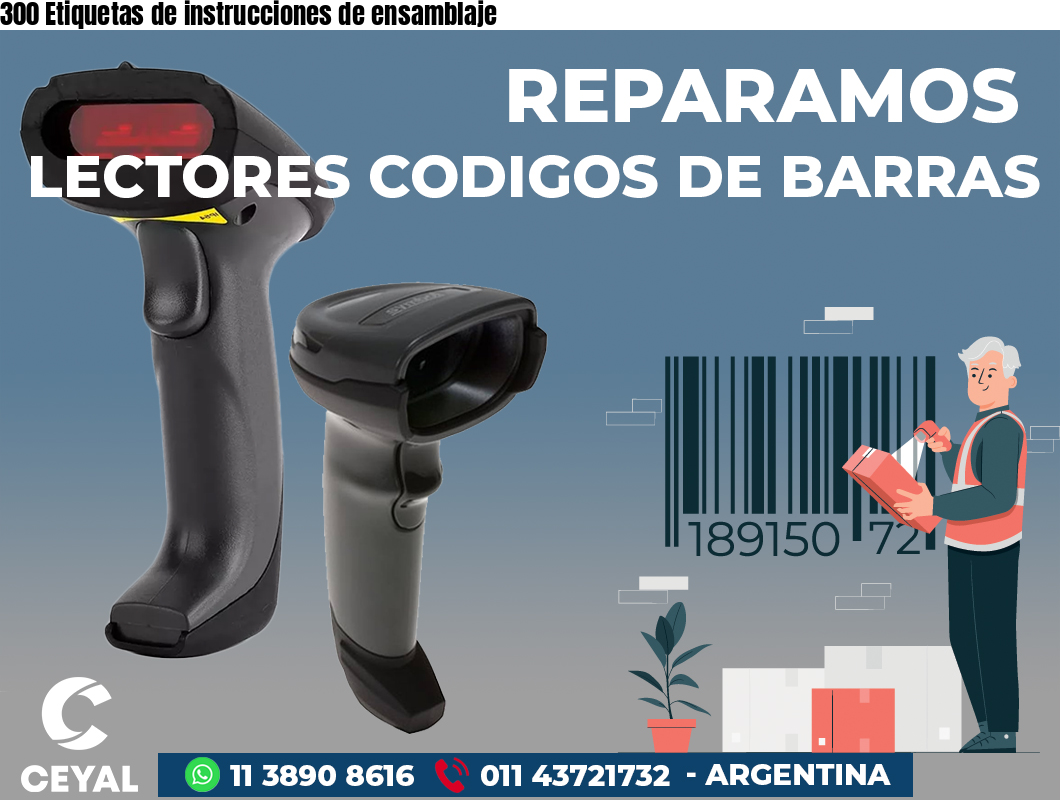 300 Etiquetas de instrucciones de ensamblaje