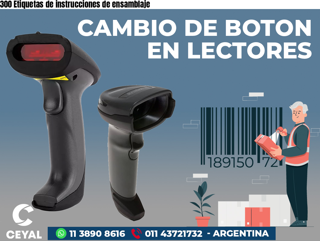 300 Etiquetas de instrucciones de ensamblaje