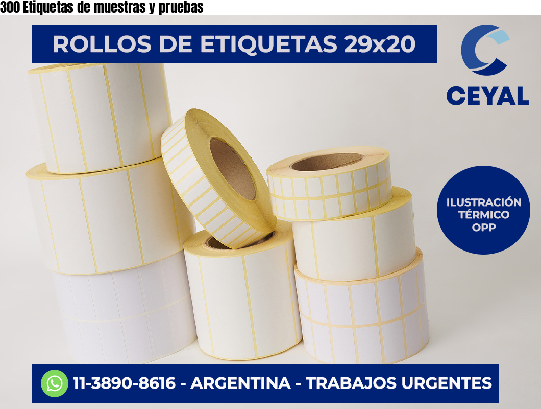 300 Etiquetas de muestras y pruebas