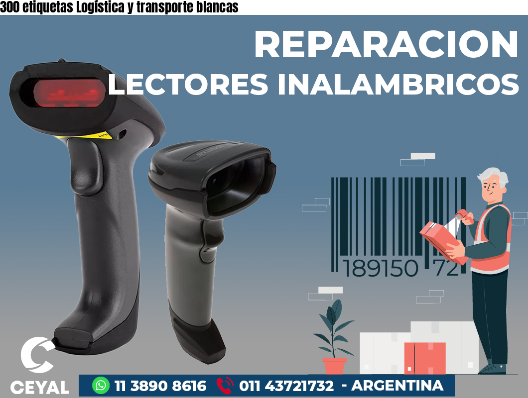 300 etiquetas Logística y transporte blancas
