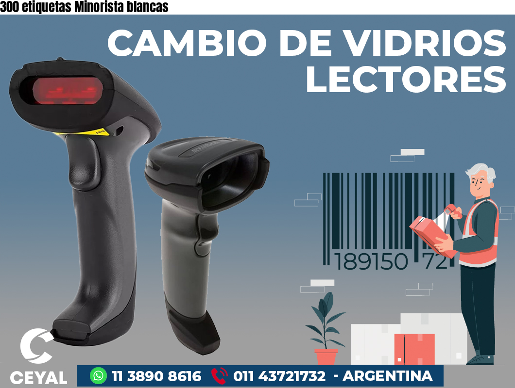 300 etiquetas Minorista blancas