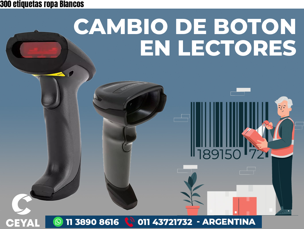 300 etiquetas ropa Blancos