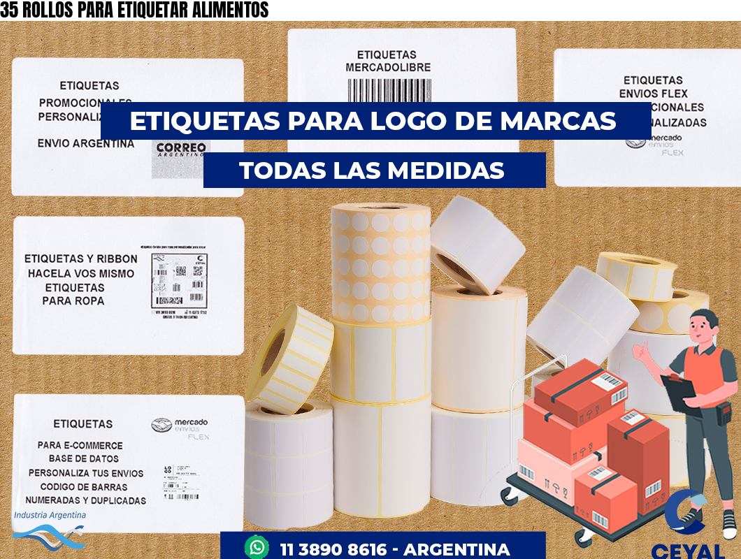 35 ROLLOS PARA ETIQUETAR ALIMENTOS