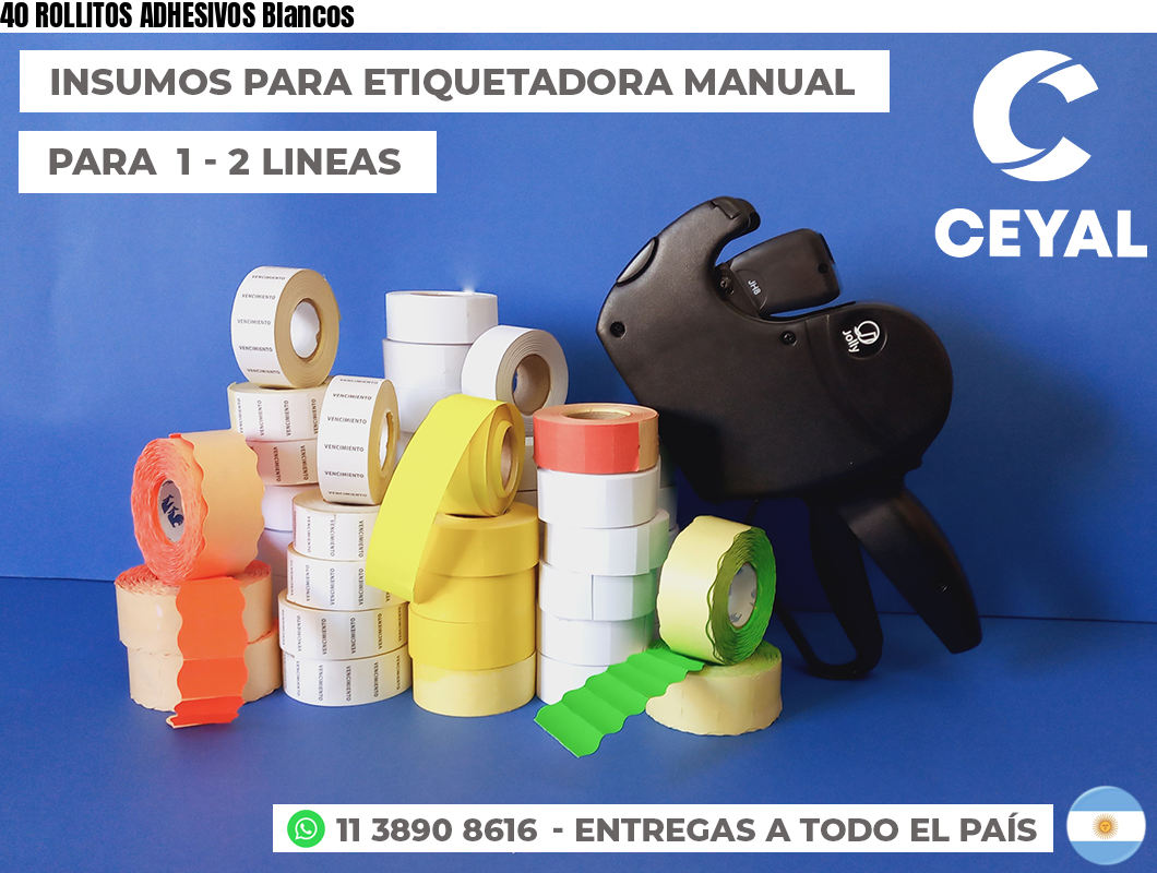 40 ROLLITOS ADHESIVOS Blancos