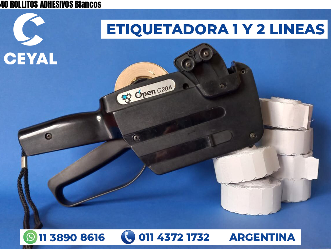 40 ROLLITOS ADHESIVOS Blancos
