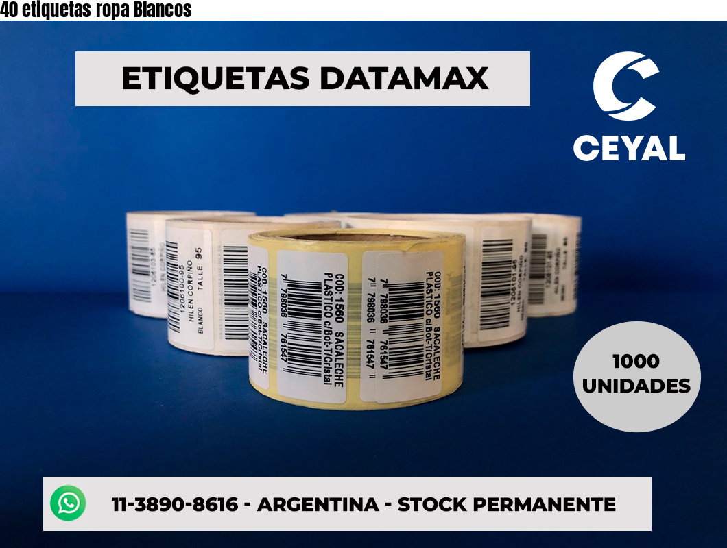 40 etiquetas ropa Blancos