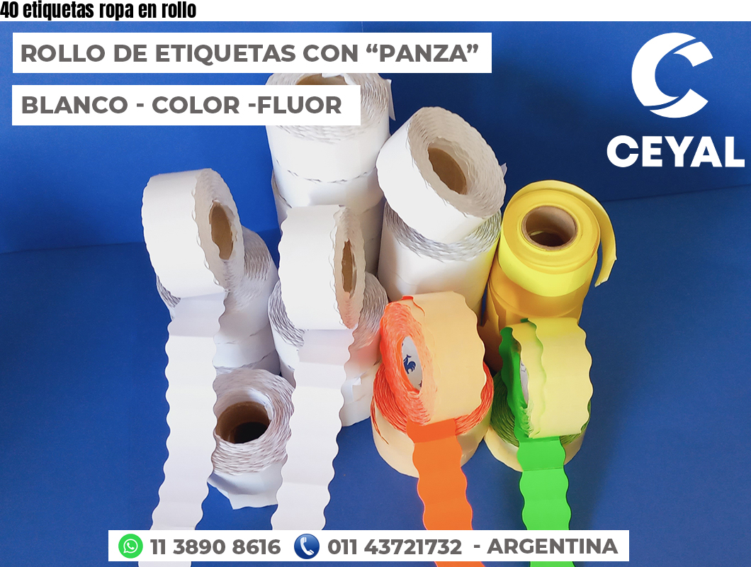 40 etiquetas ropa en rollo