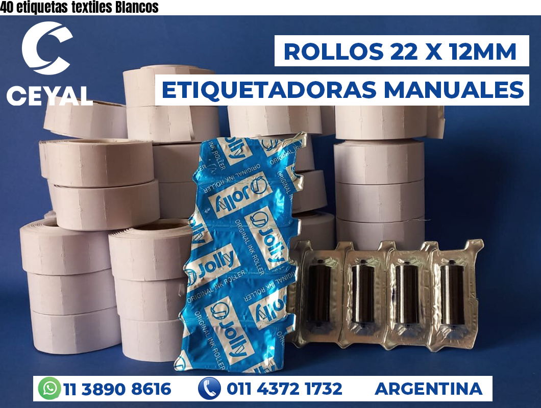 40 etiquetas textiles Blancos