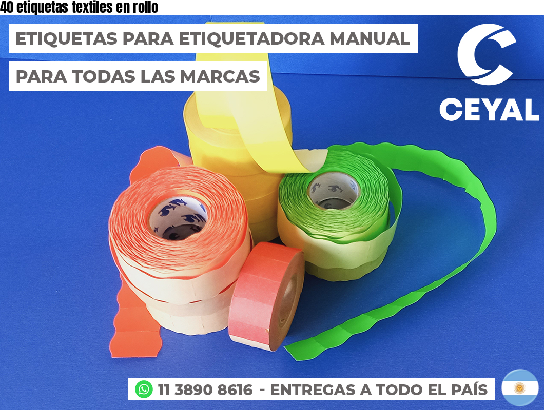40 etiquetas textiles en rollo