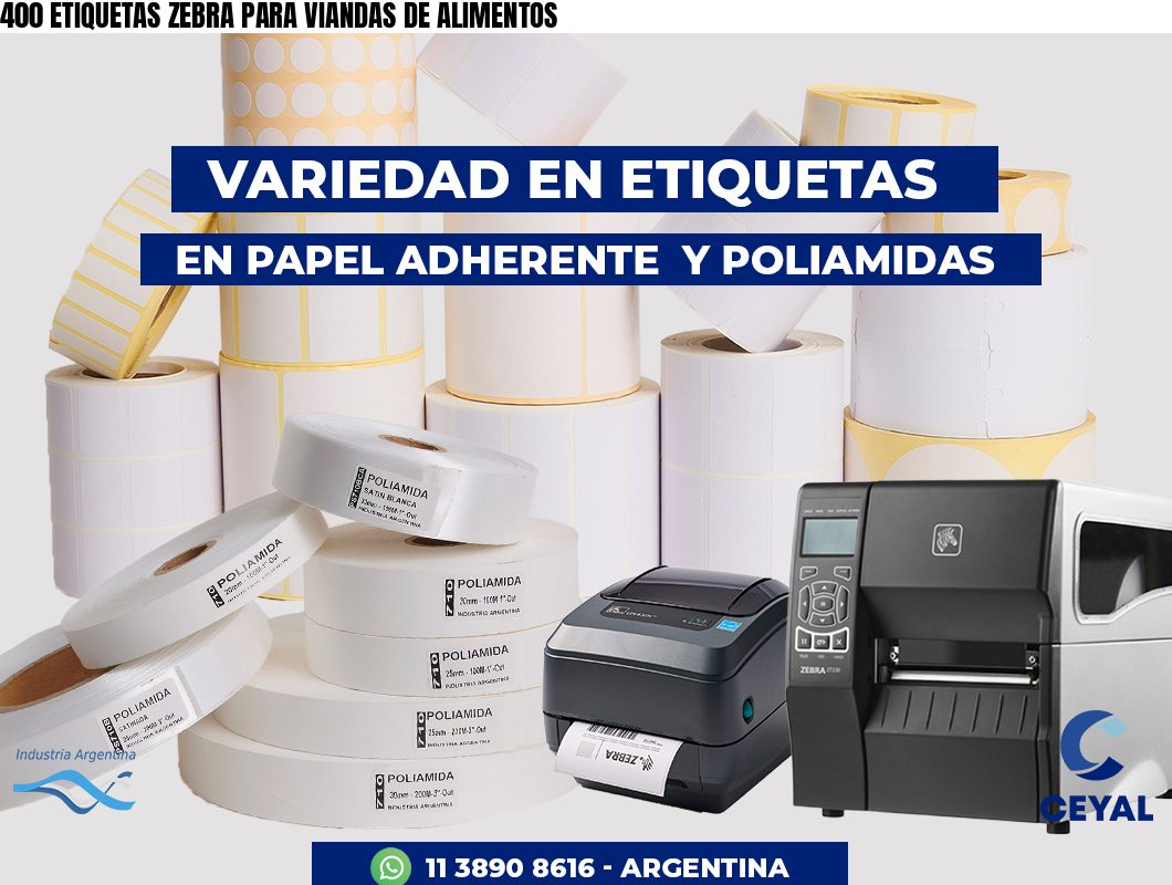 400 ETIQUETAS ZEBRA PARA VIANDAS DE ALIMENTOS