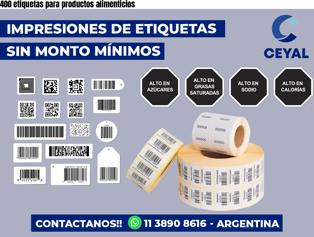 400 etiquetas para productos alimenticios