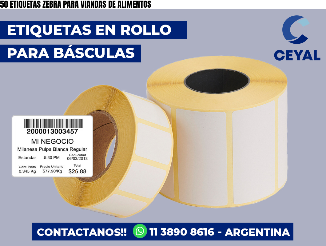 50 ETIQUETAS ZEBRA PARA VIANDAS DE ALIMENTOS