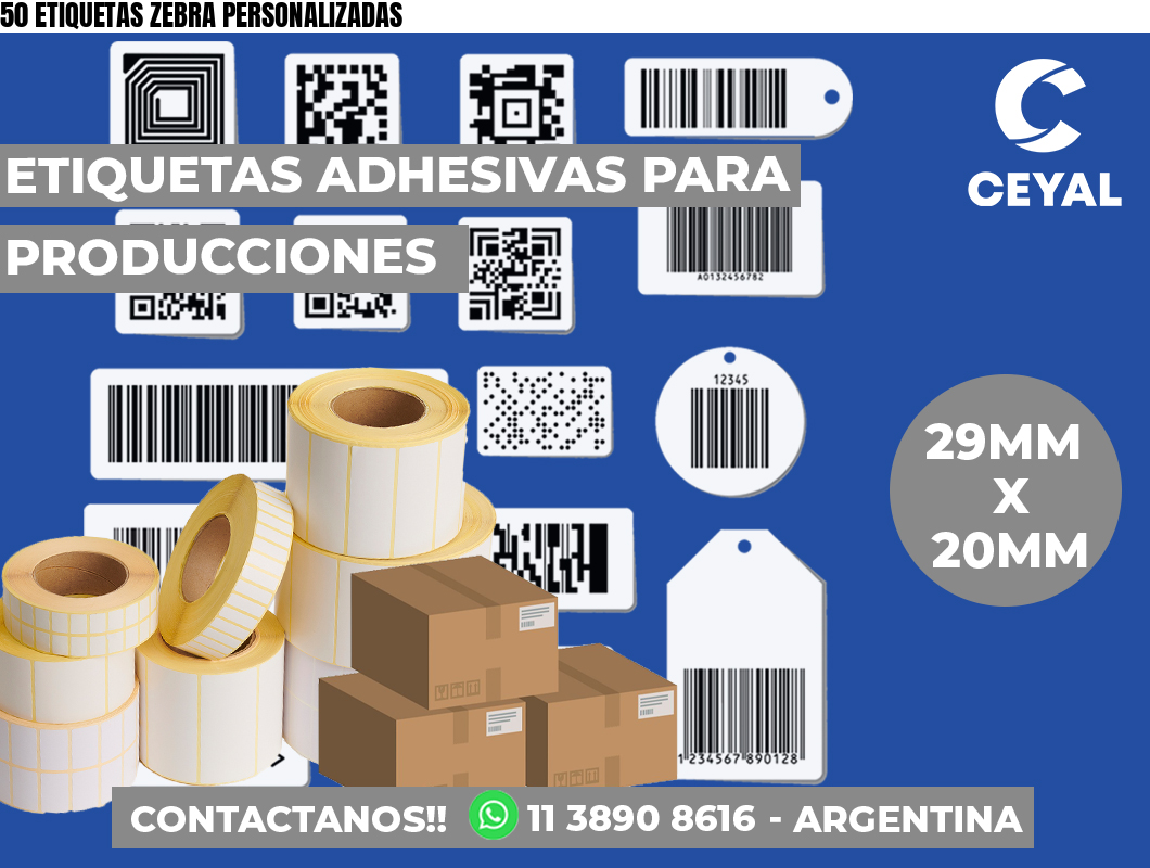 50 ETIQUETAS ZEBRA PERSONALIZADAS