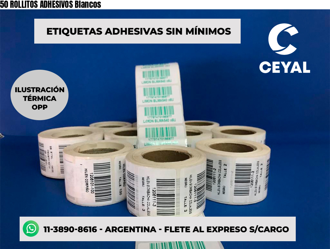50 ROLLITOS ADHESIVOS Blancos