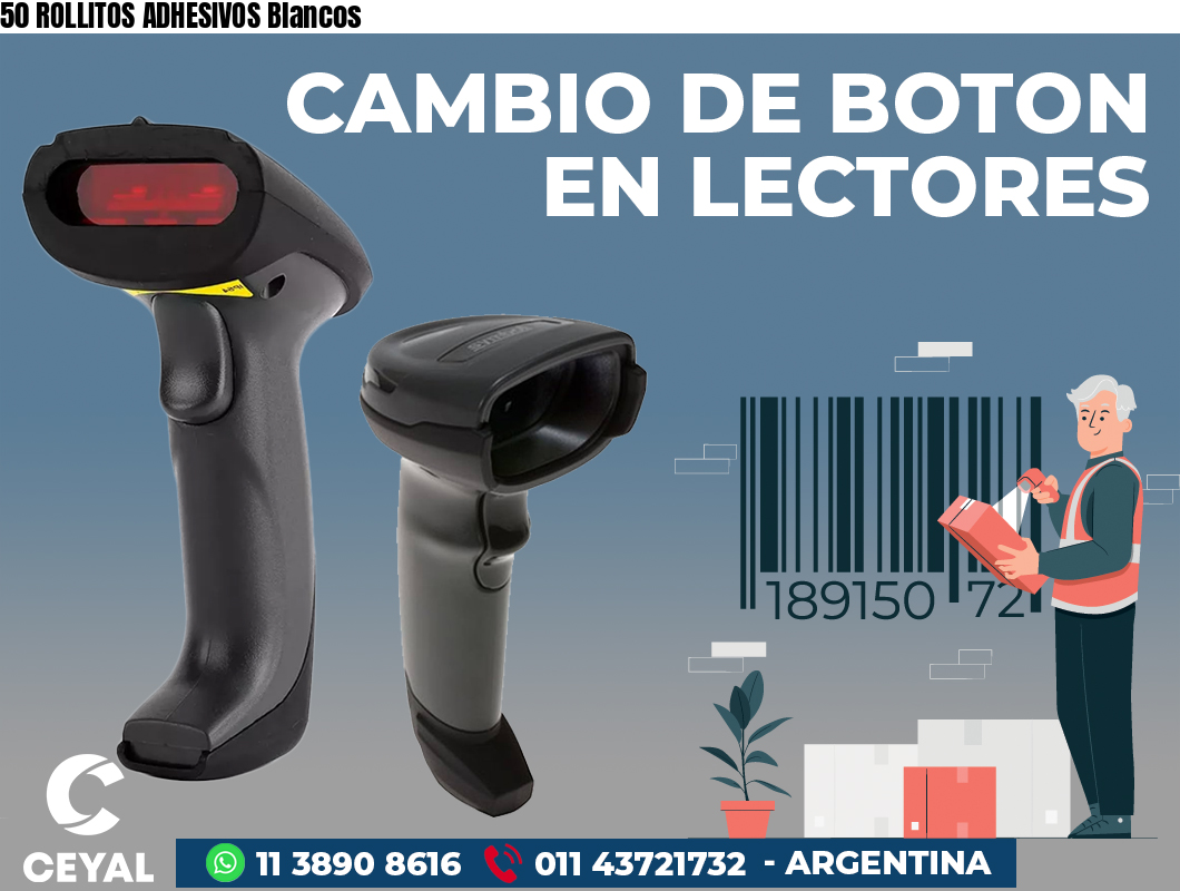 50 ROLLITOS ADHESIVOS Blancos