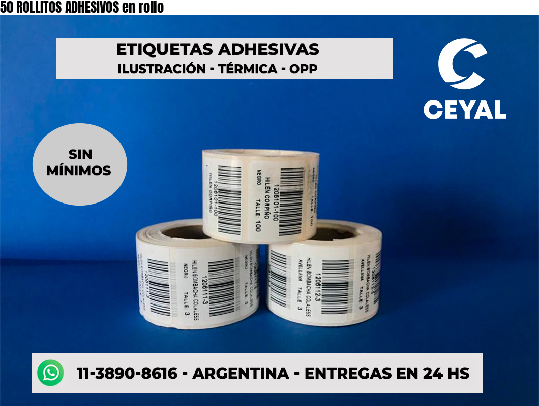 50 ROLLITOS ADHESIVOS en rollo
