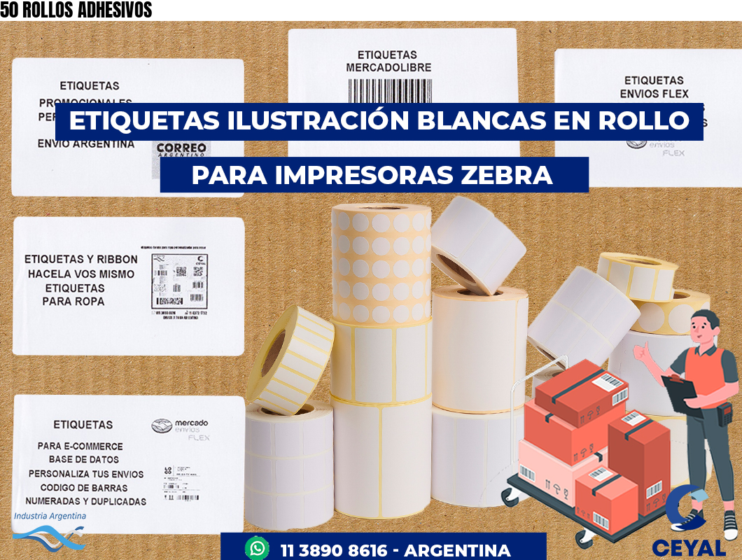 50 ROLLOS ADHESIVOS