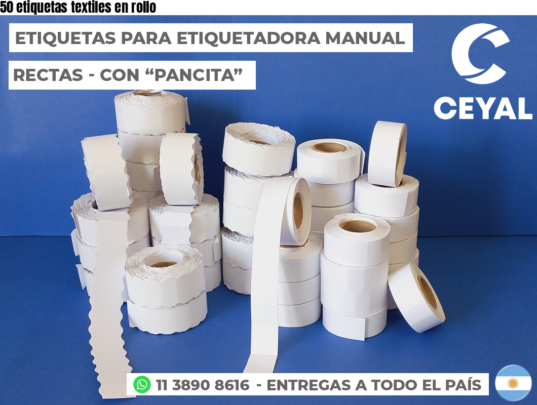 50 etiquetas textiles en rollo