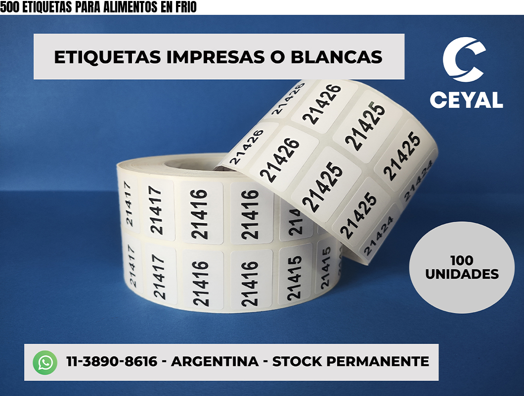 500 ETIQUETAS PARA ALIMENTOS EN FRIO