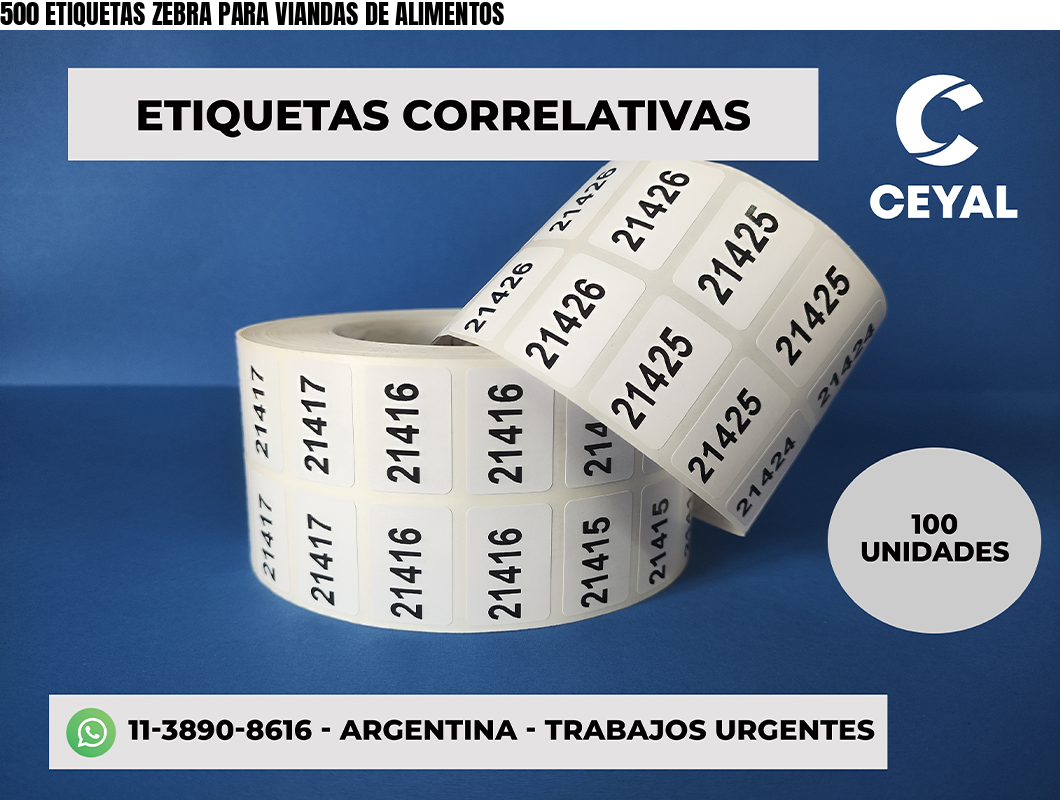 500 ETIQUETAS ZEBRA PARA VIANDAS DE ALIMENTOS