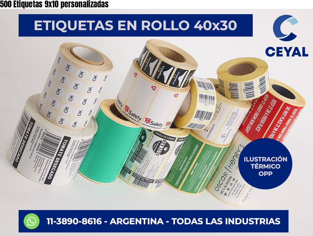 500 Etiquetas 9×10 personalizadas