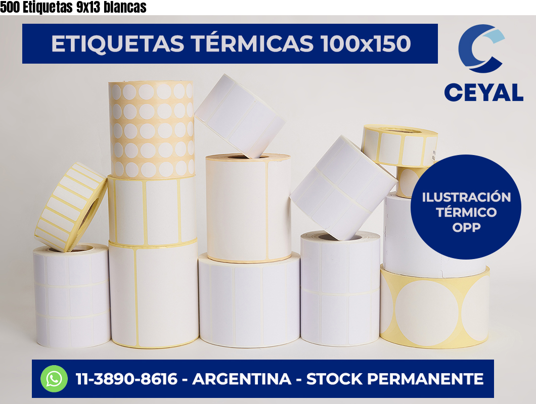 500 Etiquetas 9×13 blancas