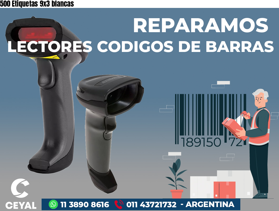 500 Etiquetas 9x3 blancas