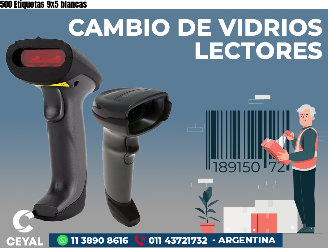 500 Etiquetas 9x5 blancas