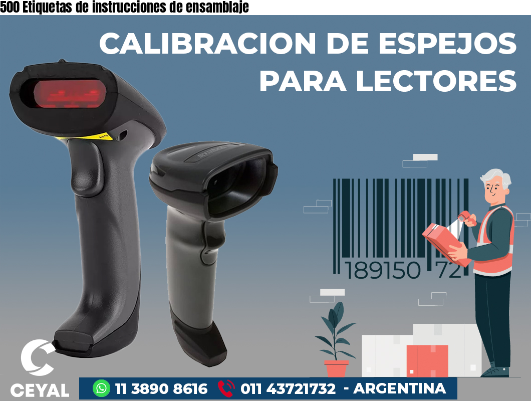500 Etiquetas de instrucciones de ensamblaje