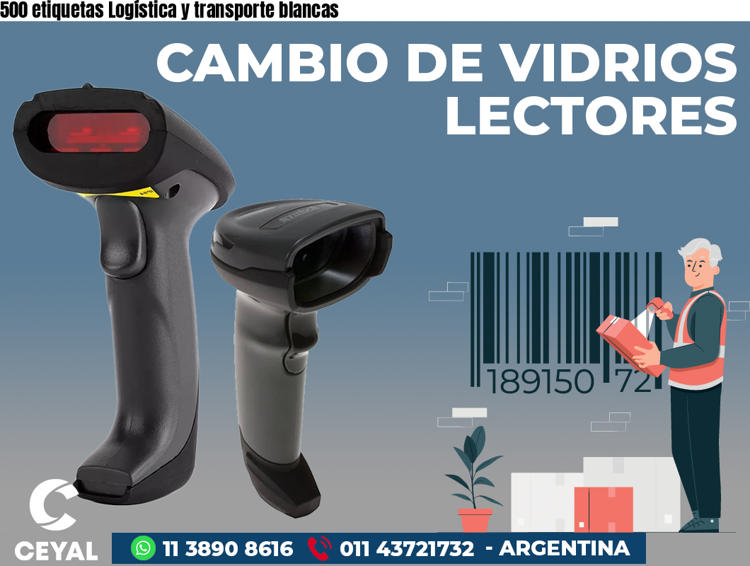 500 etiquetas Logística y transporte blancas