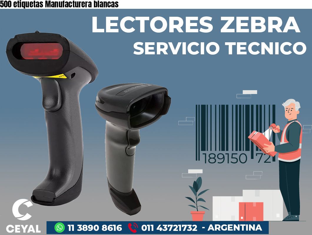 500 etiquetas Manufacturera blancas