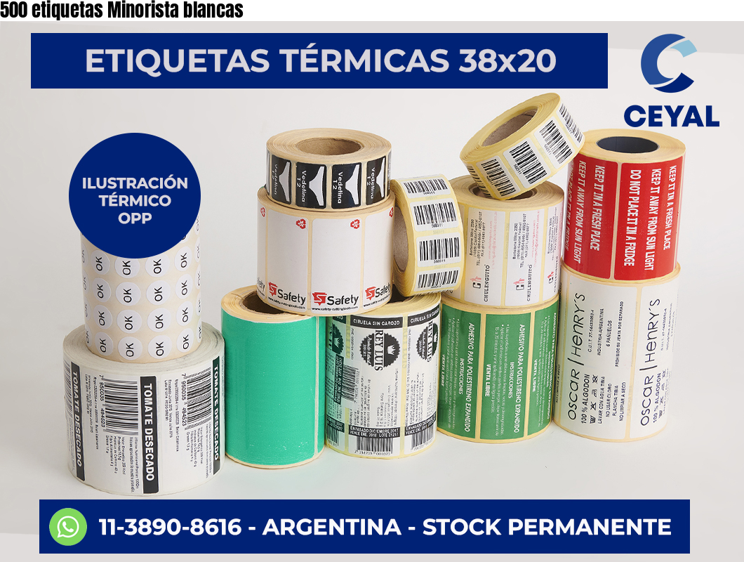 500 etiquetas Minorista blancas