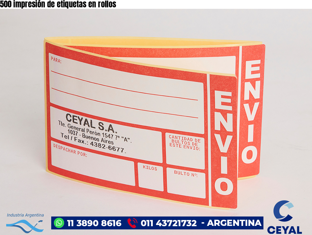 500 impresión de etiquetas en rollos