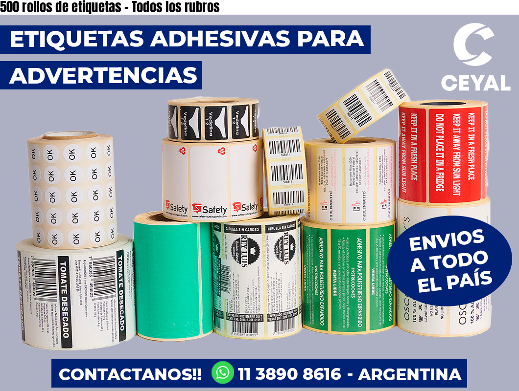 500 rollos de etiquetas - Todos los rubros