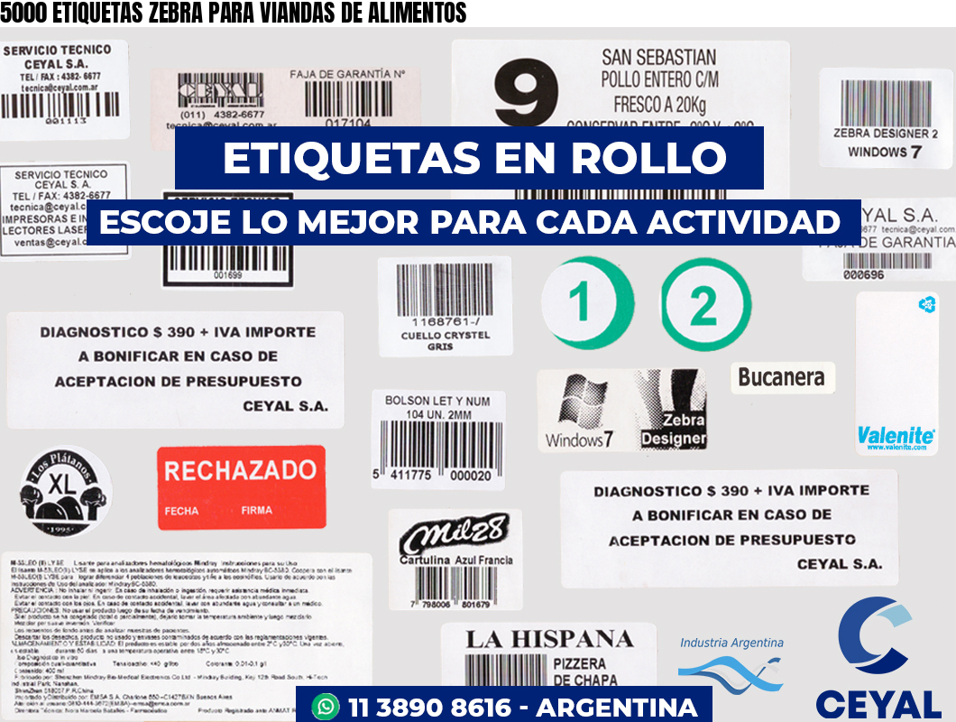 5000 ETIQUETAS ZEBRA PARA VIANDAS DE ALIMENTOS