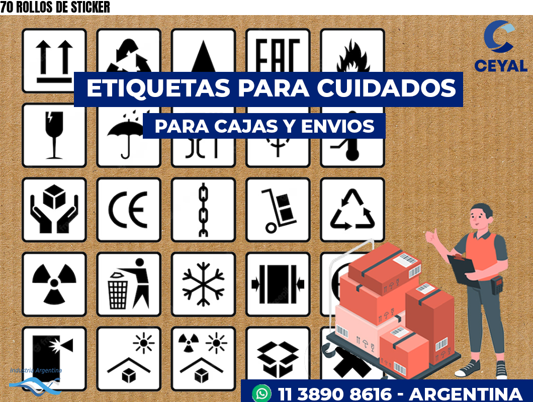 70 ROLLOS DE STICKER