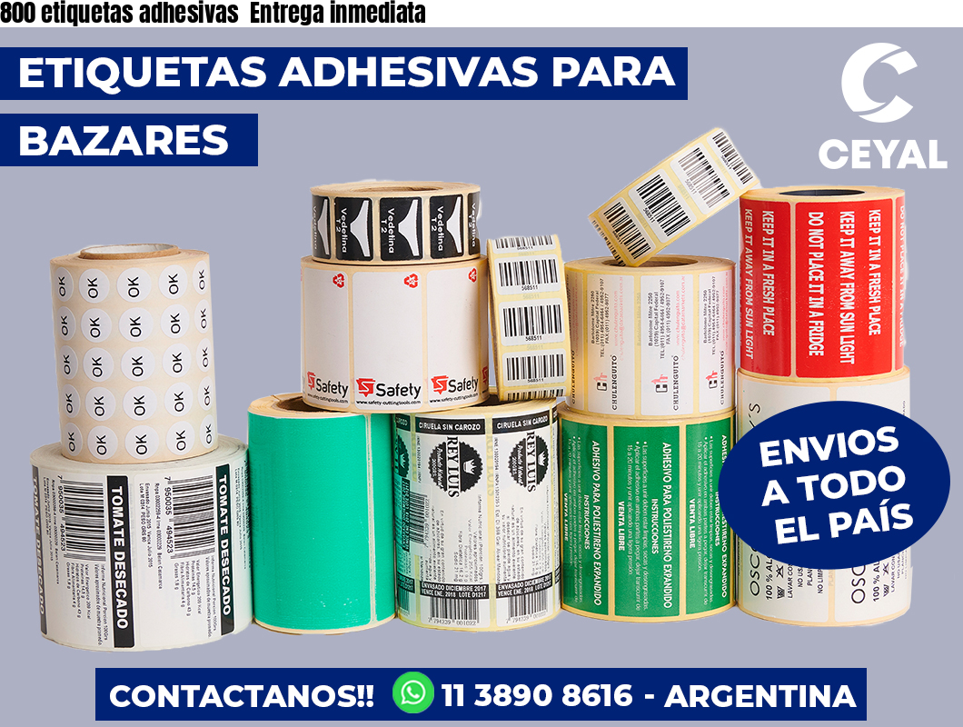 800 etiquetas adhesivas  Entrega inmediata