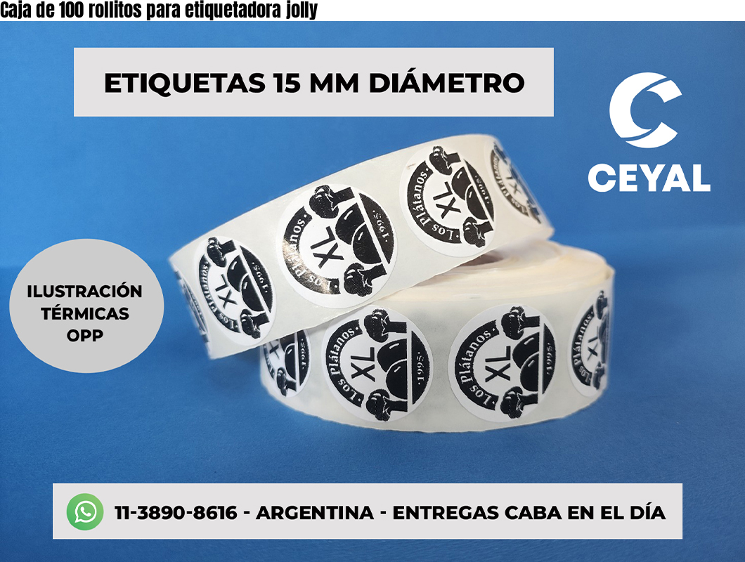 Caja de 100 rollitos para etiquetadora jolly