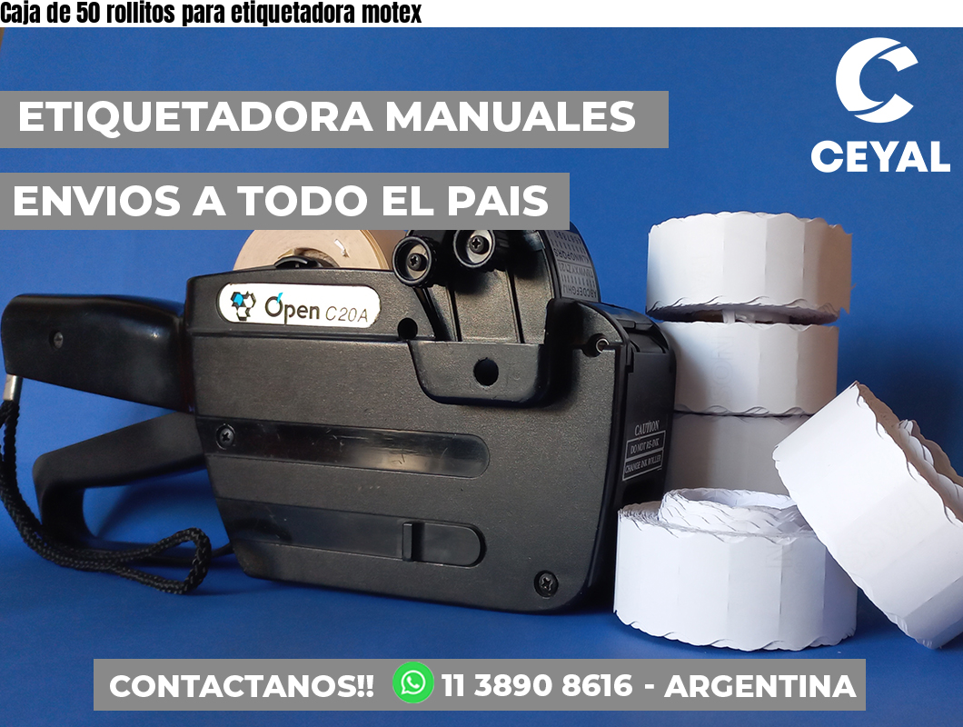 Caja de 50 rollitos para etiquetadora motex