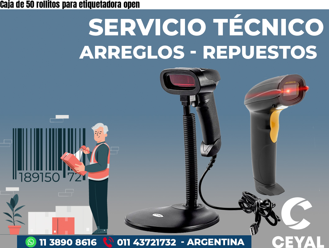 Caja de 50 rollitos para etiquetadora open