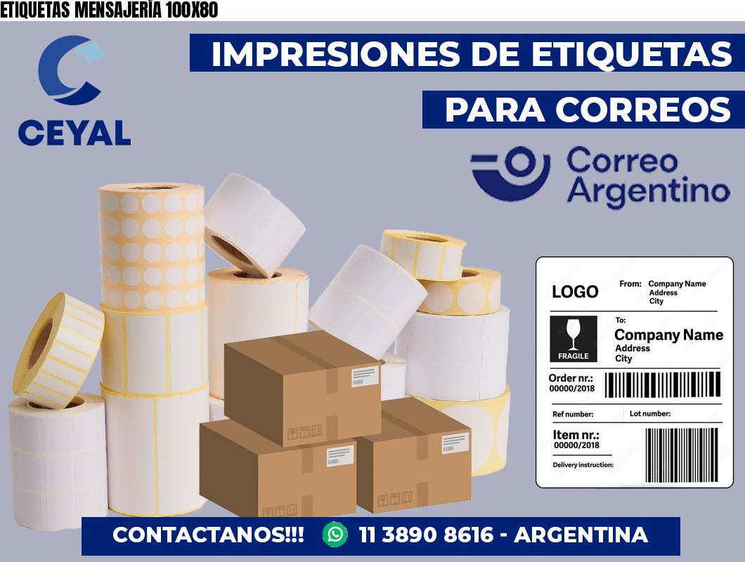 ETIQUETAS MENSAJERÍA 100X80