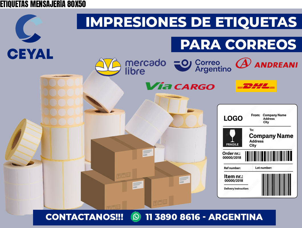 ETIQUETAS MENSAJERÍA 80X50