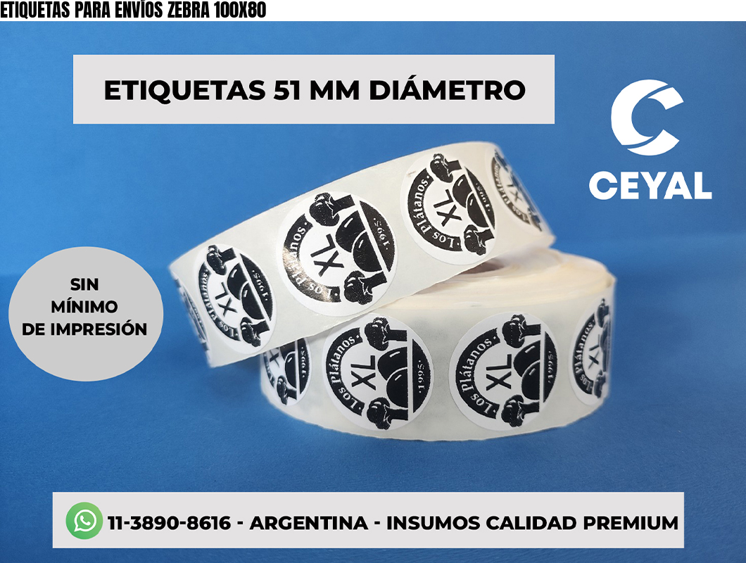 ETIQUETAS PARA ENVÍOS ZEBRA 100X80