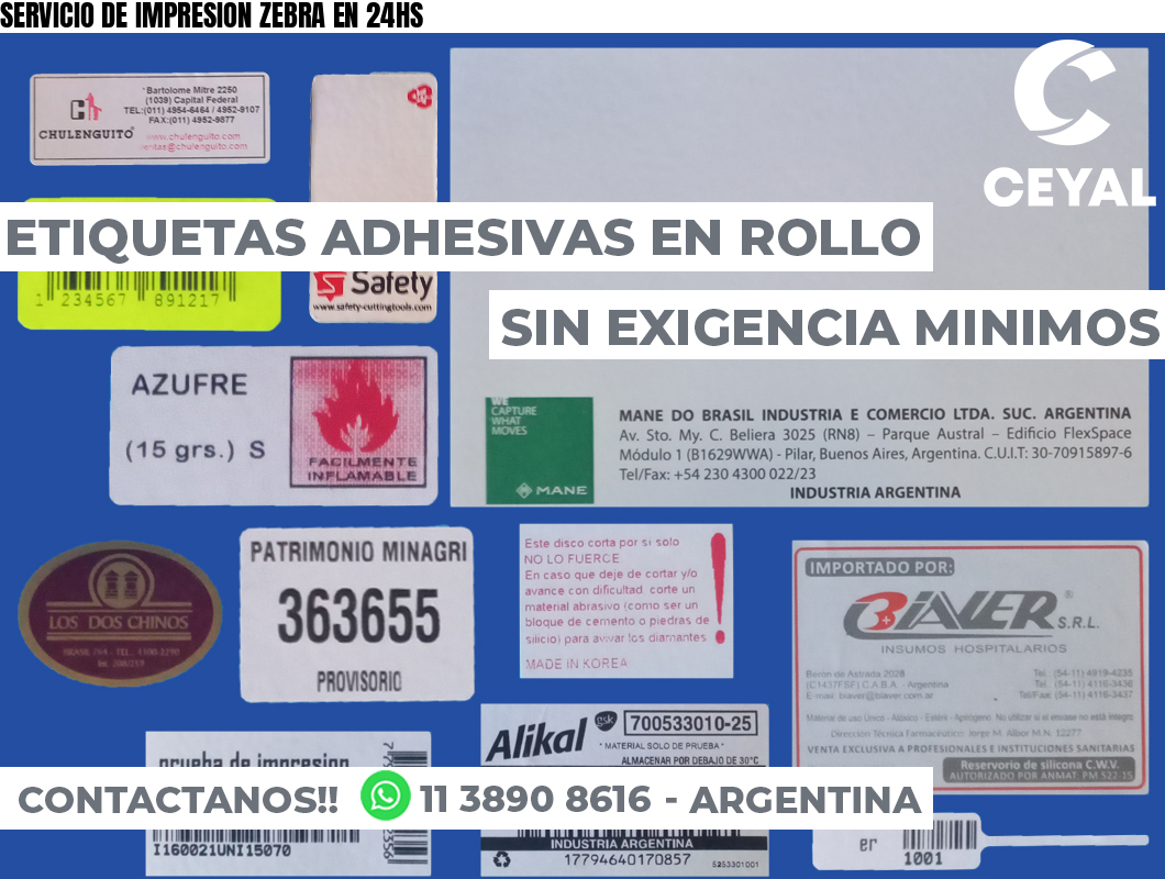 SERVICIO DE IMPRESION ZEBRA EN 24HS