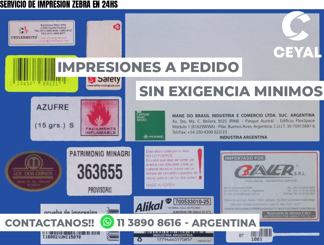 SERVICIO DE IMPRESION ZEBRA EN 24HS